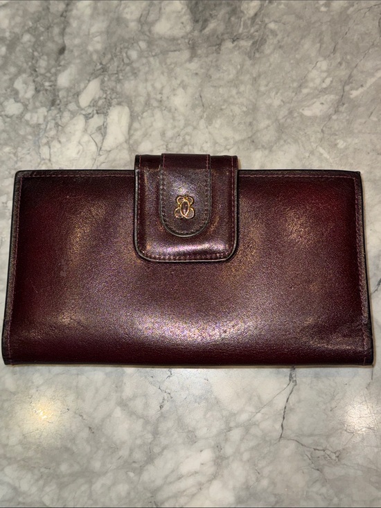 Di Lido Handbags - Di Lido Vintage Leather Continental Wallet in Deep Burgundy with Kiss Lock